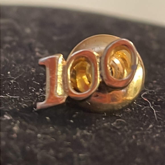 0.5” Pinmart’s gold tone number 100 hat lapel pin tie tack - Picture 2 of 10